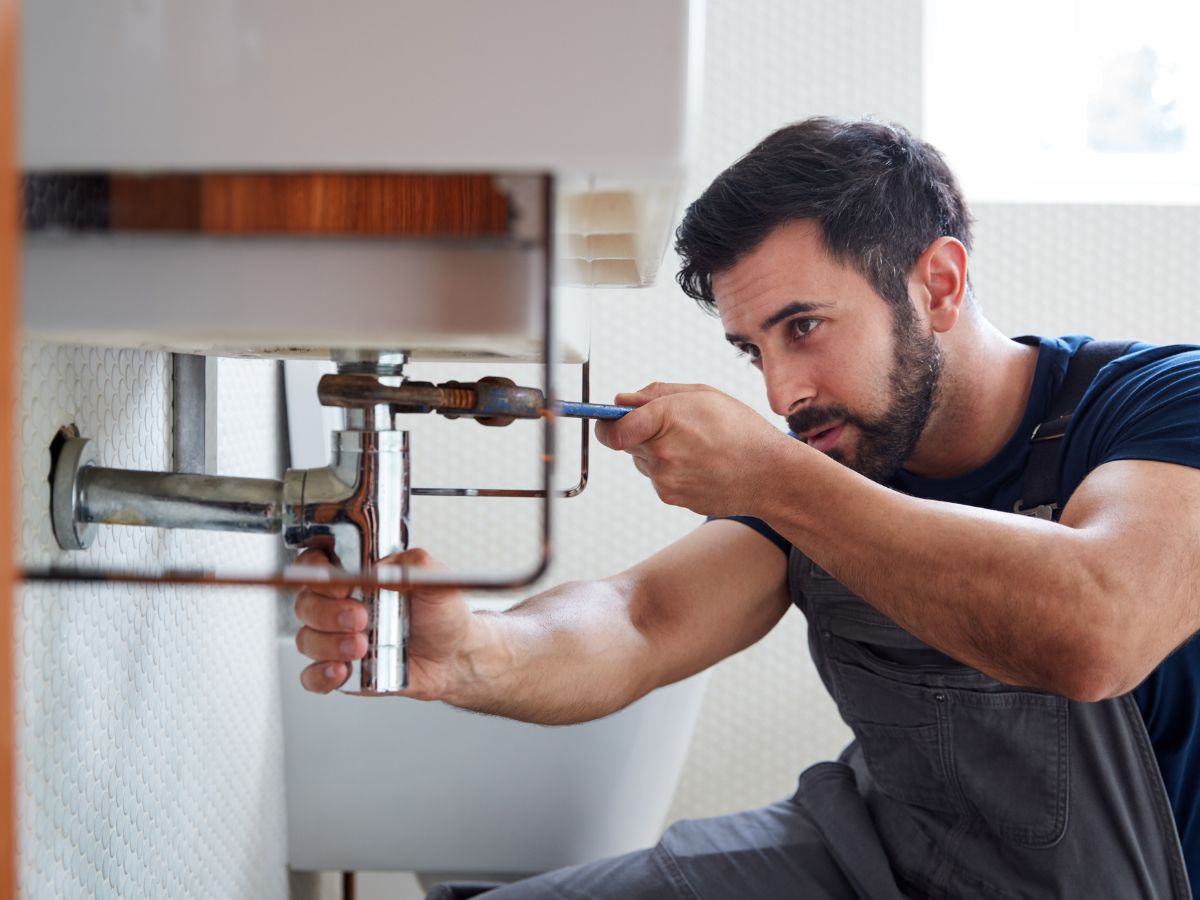 A plumber responding to an emergency